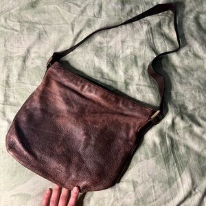 Faux Worn Leather Shoulder Bag